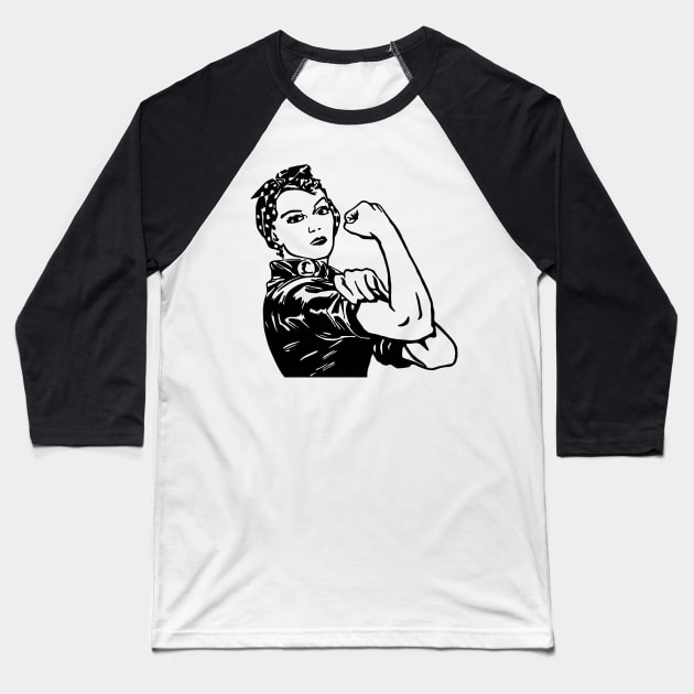 Rosie The Riveter Baseball T-Shirt by Slightly Unhinged